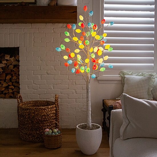 Nearly Natural 5ft Easter Twig Lighted Indoor Artificial Tree