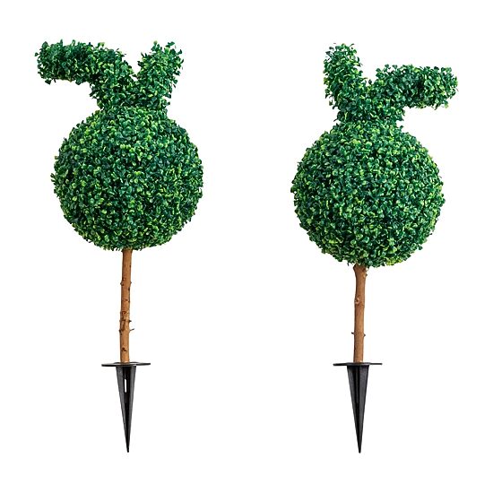 Nearly Natural 2-pc. 2ft Bunny Boxwood Topiary With Integrated Ground Stake Artificial Plant