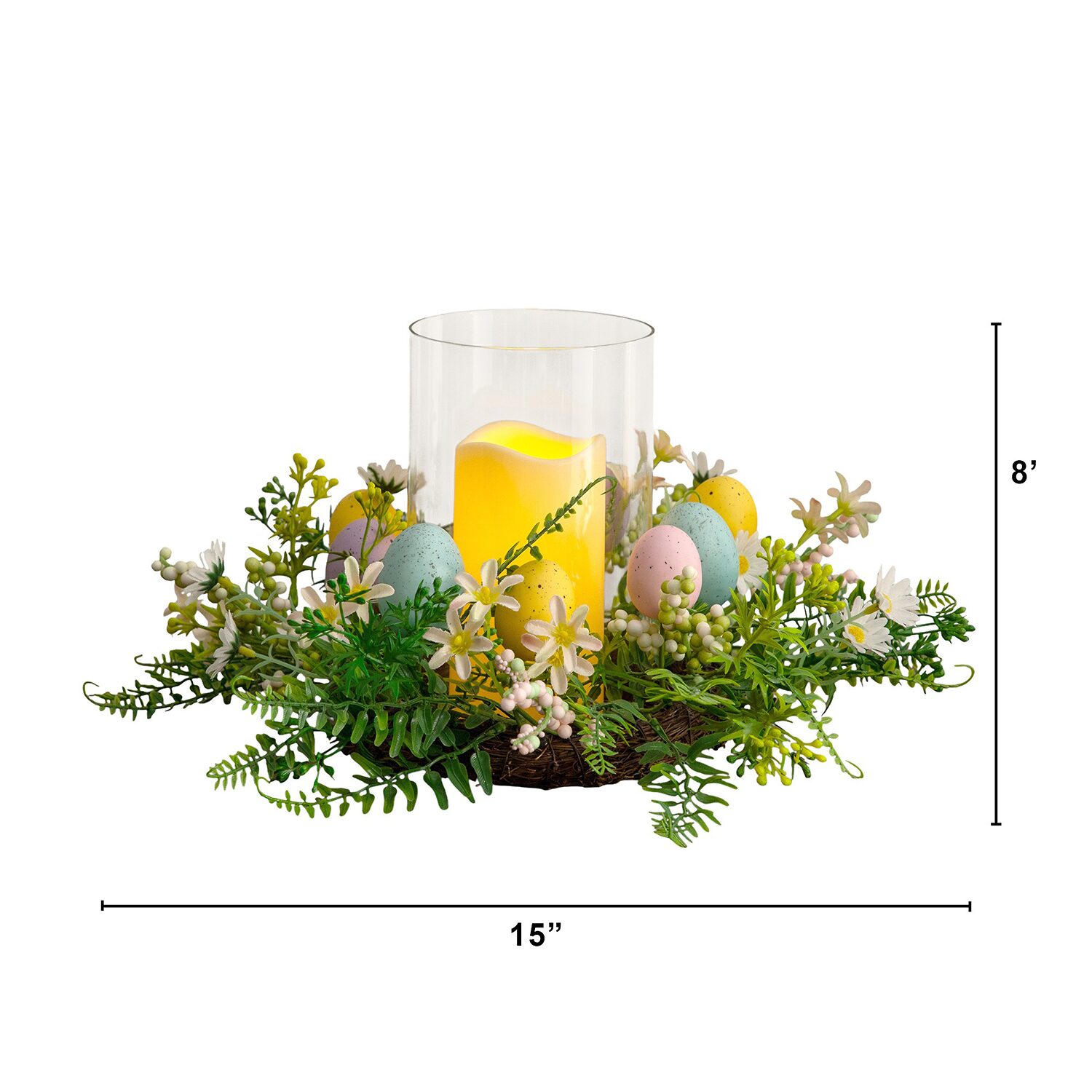Nearly Natural 8" Candle Holder Artificial Flowers
