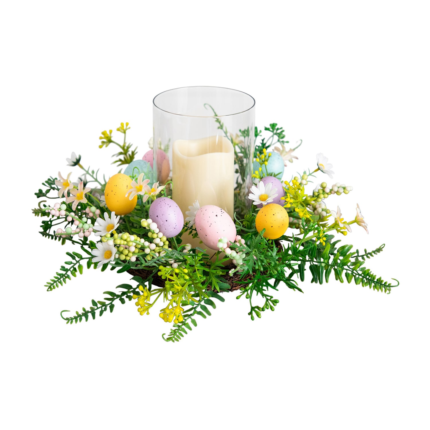 Nearly Natural 8" Candle Holder Artificial Flowers