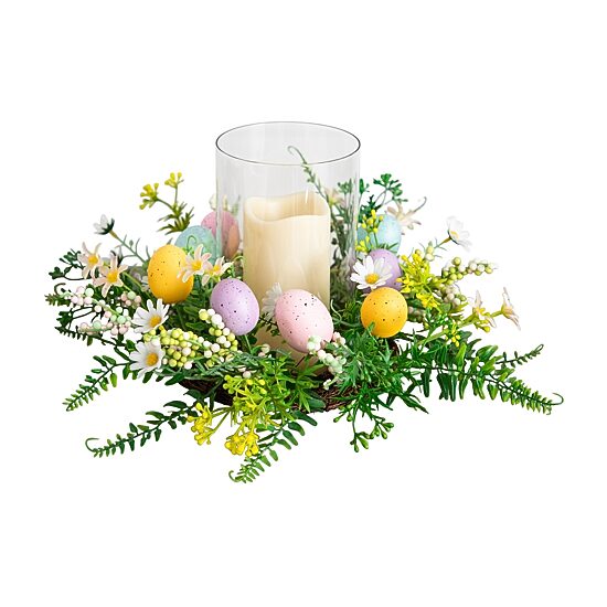 Nearly Natural 8" Candle Holder Artificial Flowers