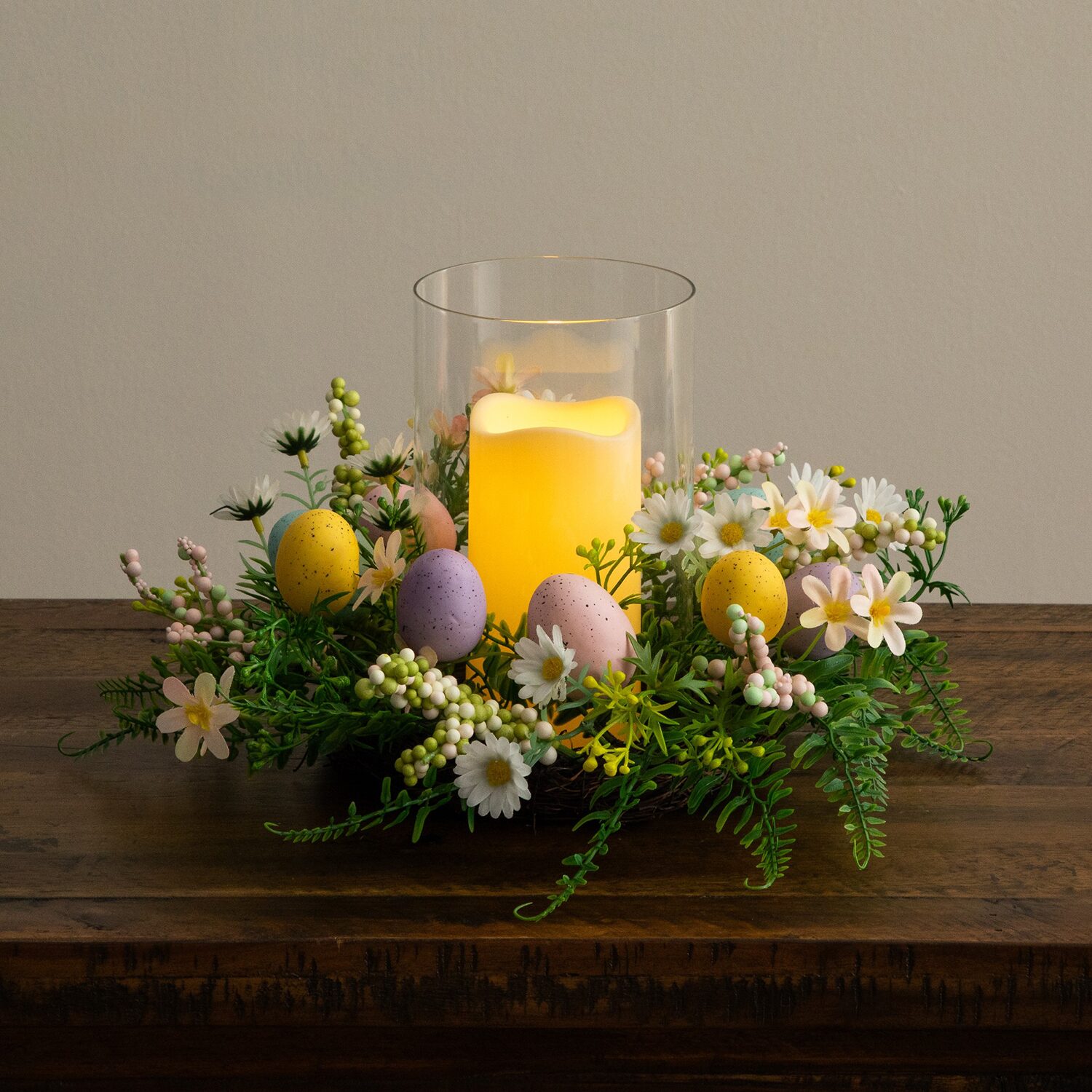 Nearly Natural 8" Candle Holder Artificial Flowers