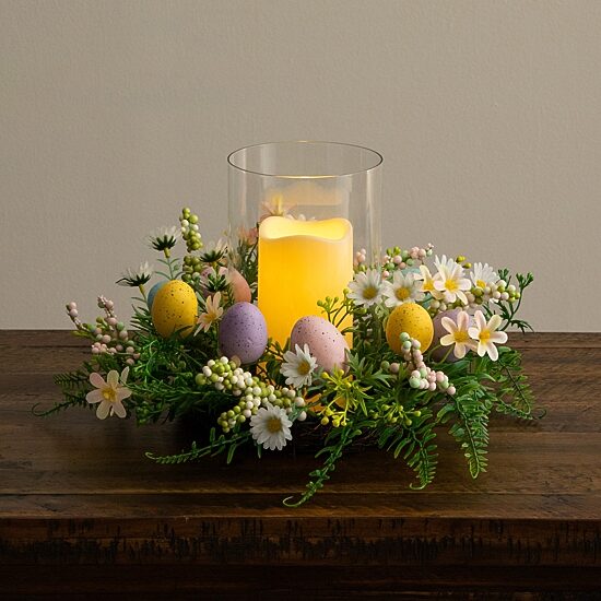 Nearly Natural 8" Candle Holder Artificial Flowers