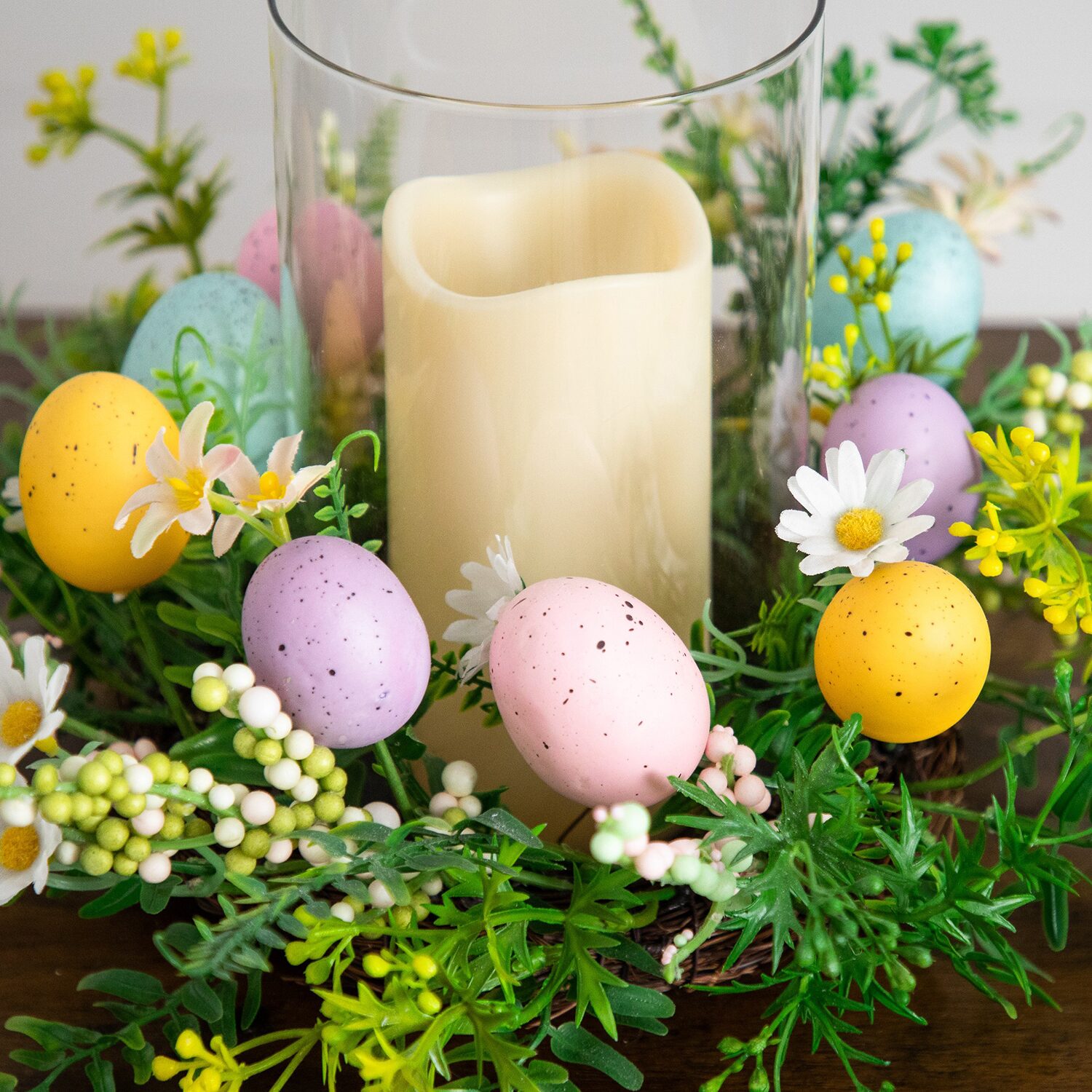 Nearly Natural 8" Candle Holder Artificial Flowers