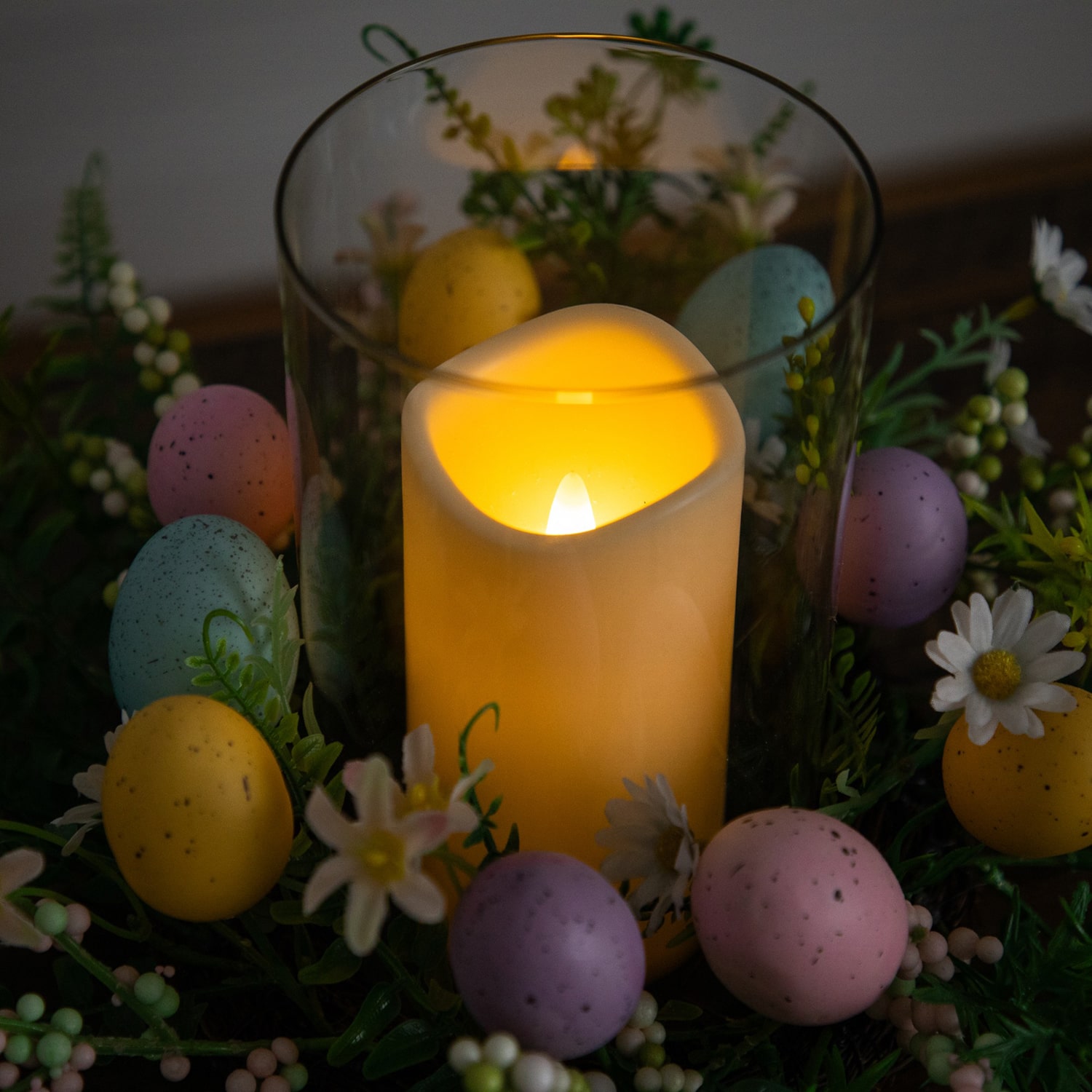 Nearly Natural 8" Candle Holder Artificial Flowers