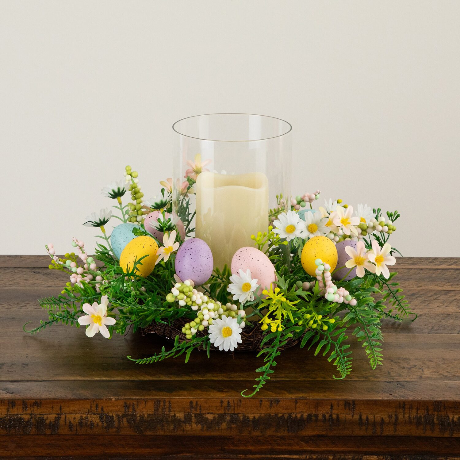 Nearly Natural 8" Candle Holder Artificial Flowers