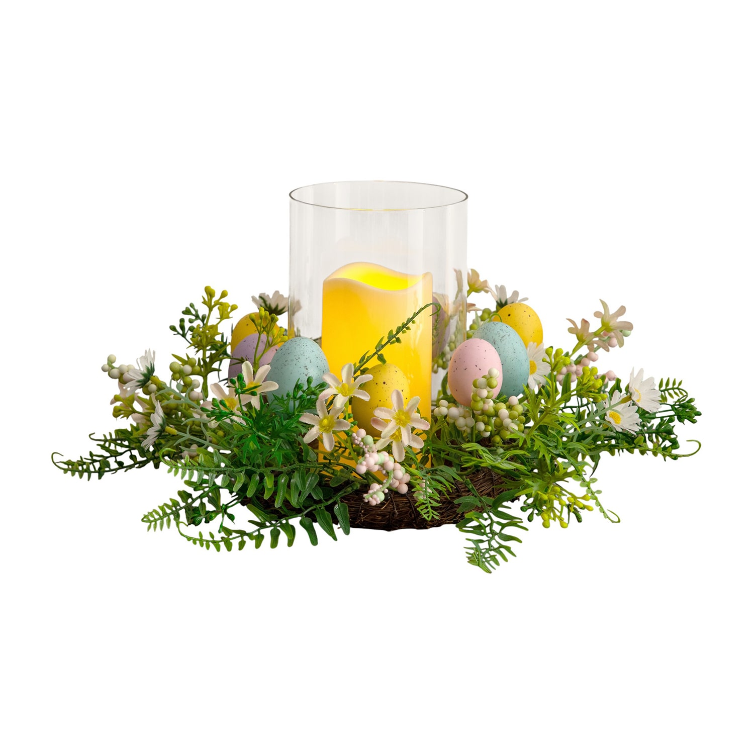 Nearly Natural 8" Candle Holder Artificial Flowers