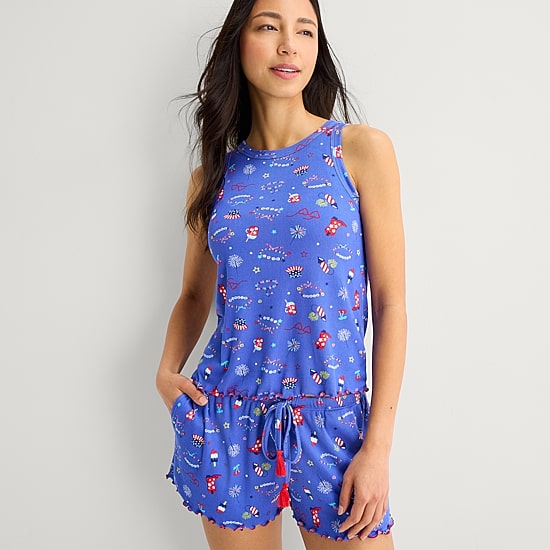 Jaclyn Womens Round Neck Sleeveless 2-pc. Pajama Set