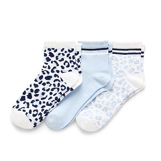 Mixit Womens Multi-Pack 3 Pair Quarter Ankle Socks