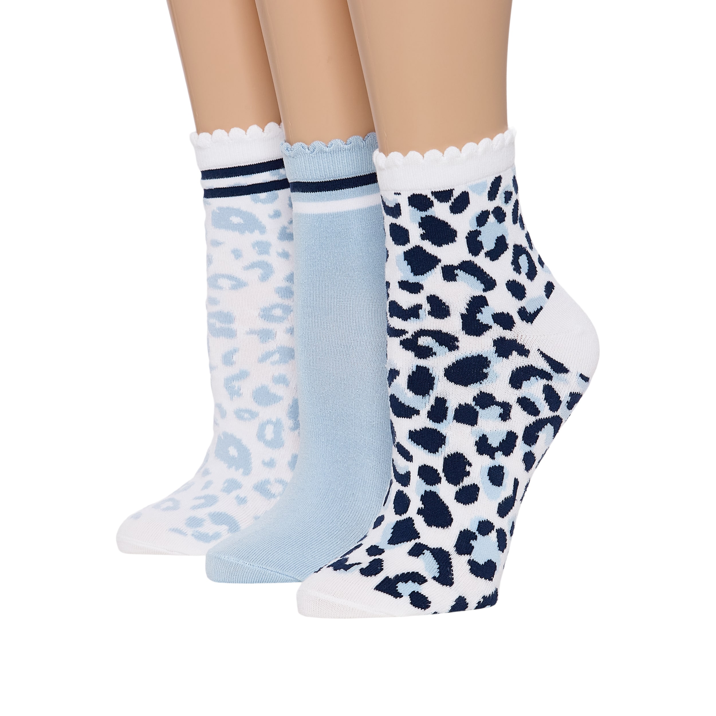Mixit Womens Multi-Pack 3 Pair Quarter Ankle Socks