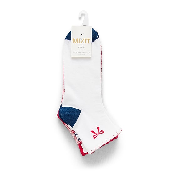 Mixit Womens Multi-Pack 3 Pair Quarter Ankle Socks