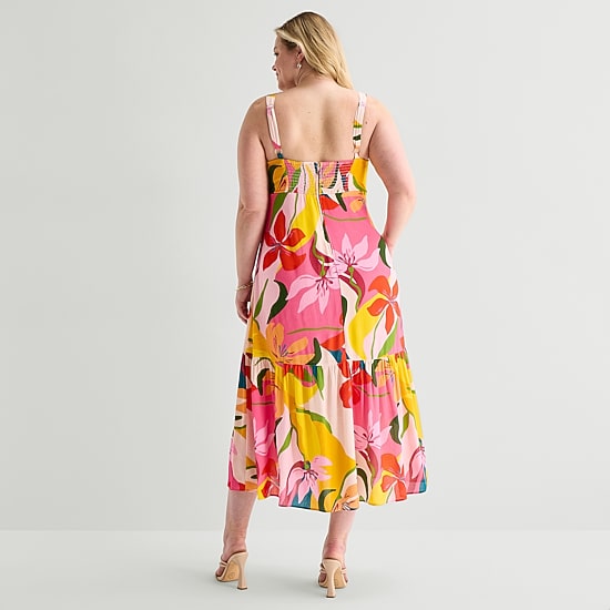 Premier Amour Womens Plus Straight Neck Sleeveless Maxi Dress