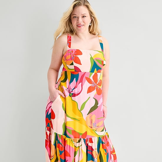 Premier Amour Womens Plus Straight Neck Sleeveless Maxi Dress
