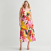 Premier Amour Womens Plus Straight Neck Sleeveless Maxi Dress