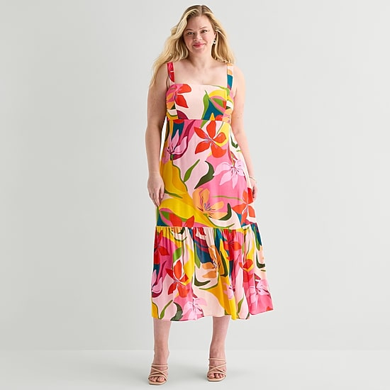 Premier Amour Womens Plus Straight Neck Sleeveless Maxi Dress