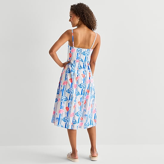 by&by Womens Juniors V Neck Sleeveless A-Line Dress
