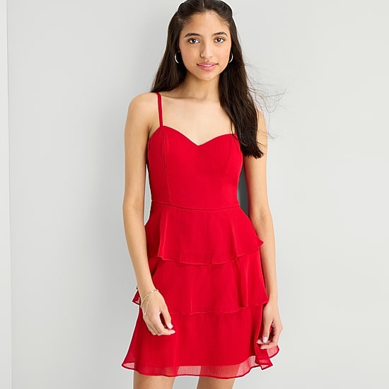 by&by Womens Juniors Sweetheart Neck Sleeveless Fit + Flare Dress