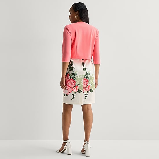 Maya Brooke Womens Abstract Jacket Dress