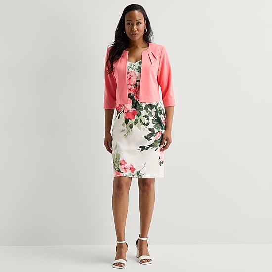 Maya Brooke Womens Abstract Jacket Dress