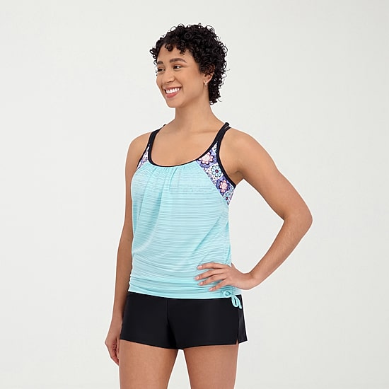 ZeroXposur Womens Geometric Tankini Swimsuit Top