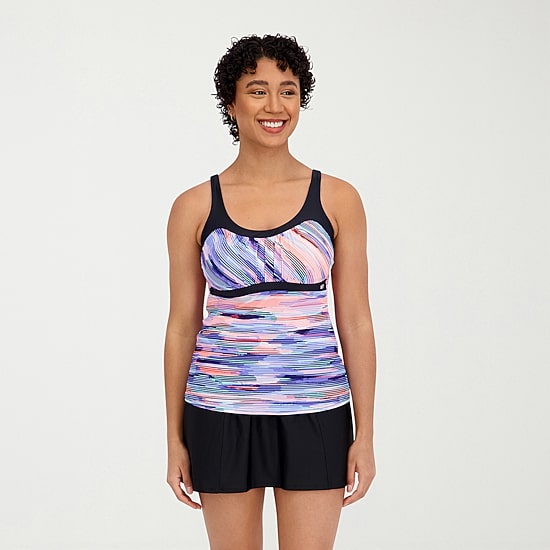 ZeroXposur Womens Comfort Straps Tie Dye Tankini Swimsuit Top