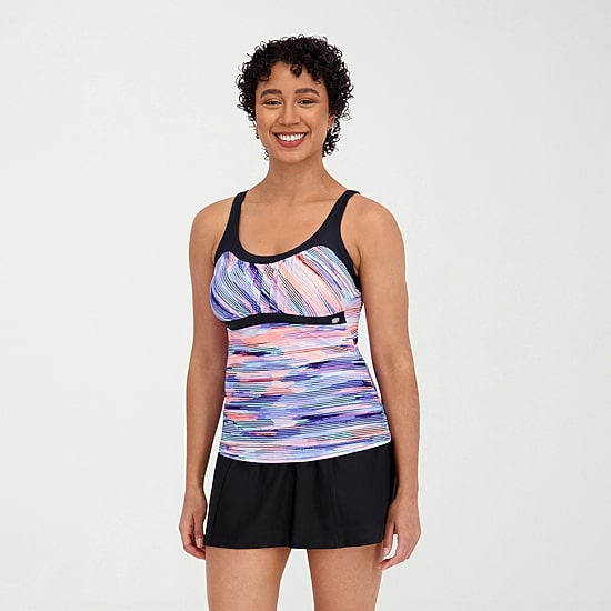 ZeroXposur Womens Comfort Straps Tie Dye Tankini Swimsuit Top
