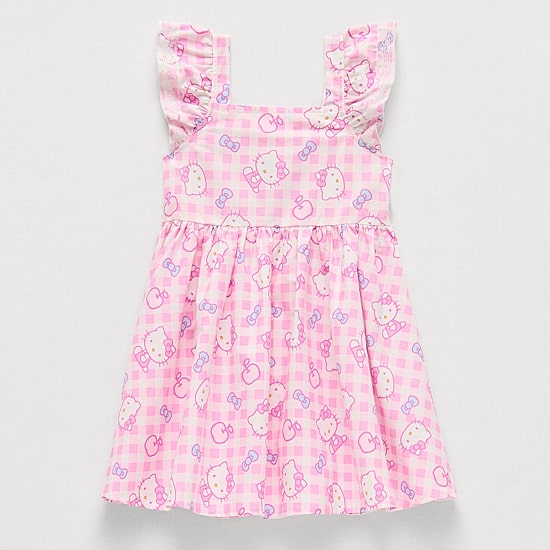 Toddler Girls Ruffled Short Sleeve Hello Kitty A-Line Dress