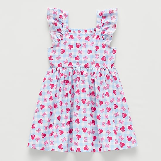 Toddler Girls Ruffled Short Sleeve Minnie Mouse A-Line Dress