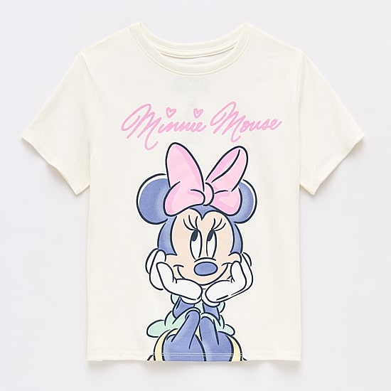 Disney Collection Girls Crew Neck Short Sleeve Regular Fit Minnie Mouse Graphic T-Shirt