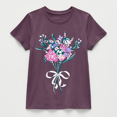 Xersion Little & Big Kid Girls Crew Neck Short Sleeve Regular Fit Graphic T-Shirt, 3x-large (22.5) Plus, Purple