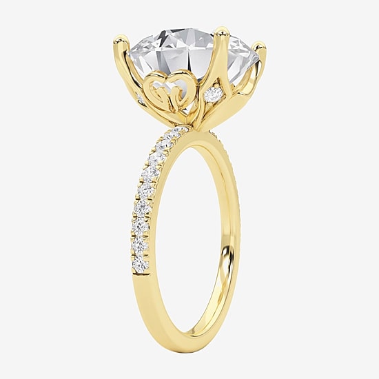 Grown Gorgeous (F / Vs2) Womens 7 Ct.T.W. Lab Grown White Diamond 14K Gold Round Side Stone Engagement Ring