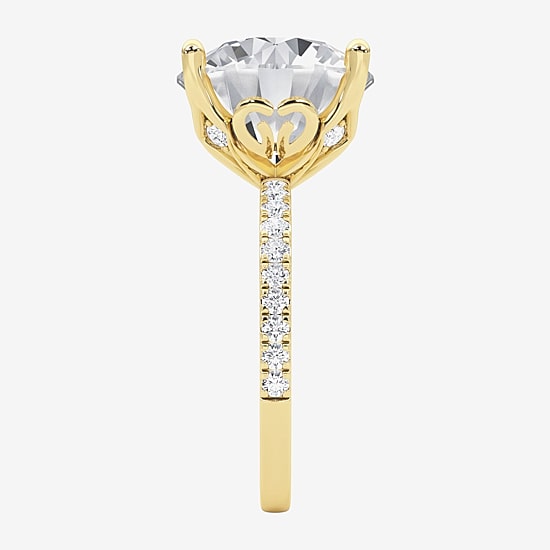 Grown Gorgeous (F / Vs2) Womens 7 Ct.T.W. Lab Grown White Diamond 14K Gold Round Side Stone Engagement Ring