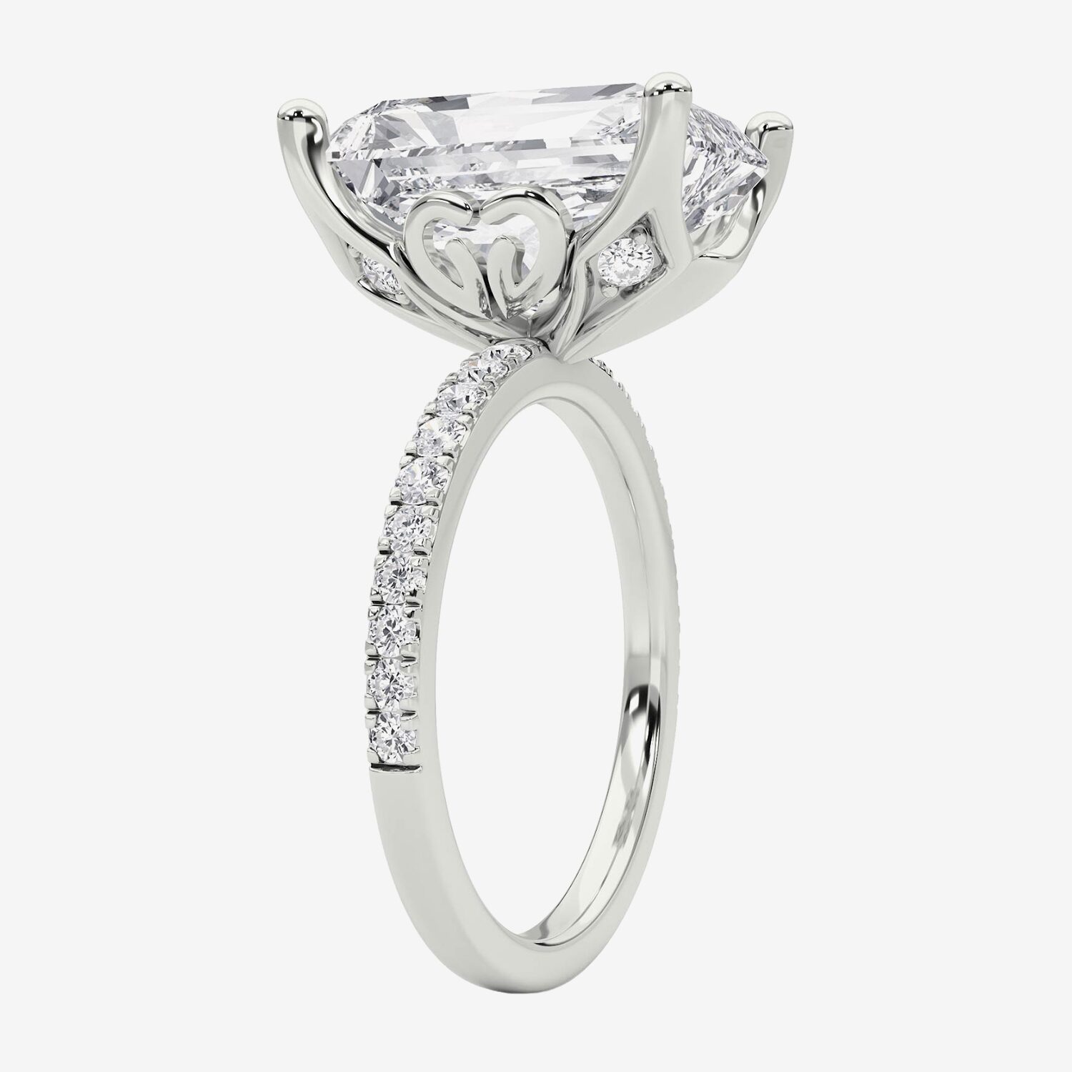 Grown Gorgeous (F / Vs2) Womens 7 Ct.T.W. Lab White Diamond 14K Gold Rectangular Side Stone Engagement Ring