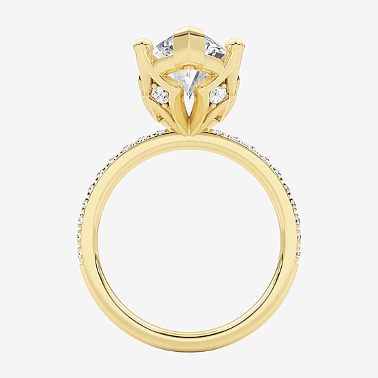 Grown Gorgeous (F / Vs2) Womens 7 Ct.T.W. Lab Grown White Diamond 14K Gold Oval Side Stone Engagement Ring