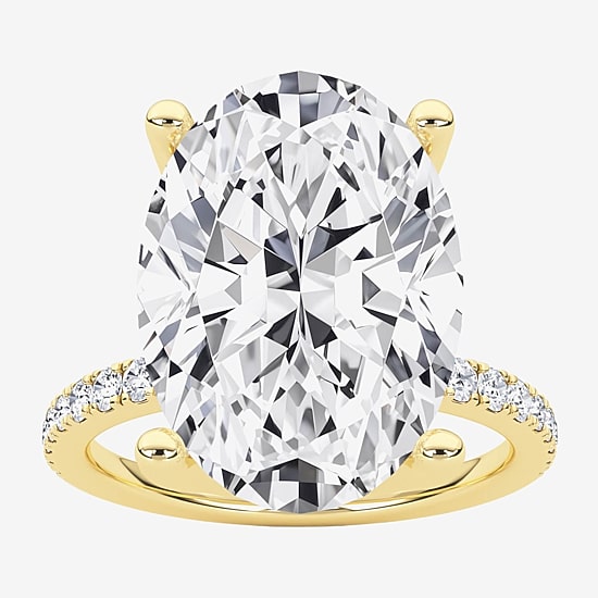 Grown Gorgeous (F / Vs2) Womens 7 Ct.T.W. Lab Grown White Diamond 14K Gold Oval Side Stone Engagement Ring