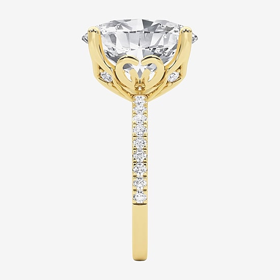 Grown Gorgeous (F / Vs2) Womens 7 Ct.T.W. Lab Grown White Diamond 14K Gold Oval Side Stone Engagement Ring