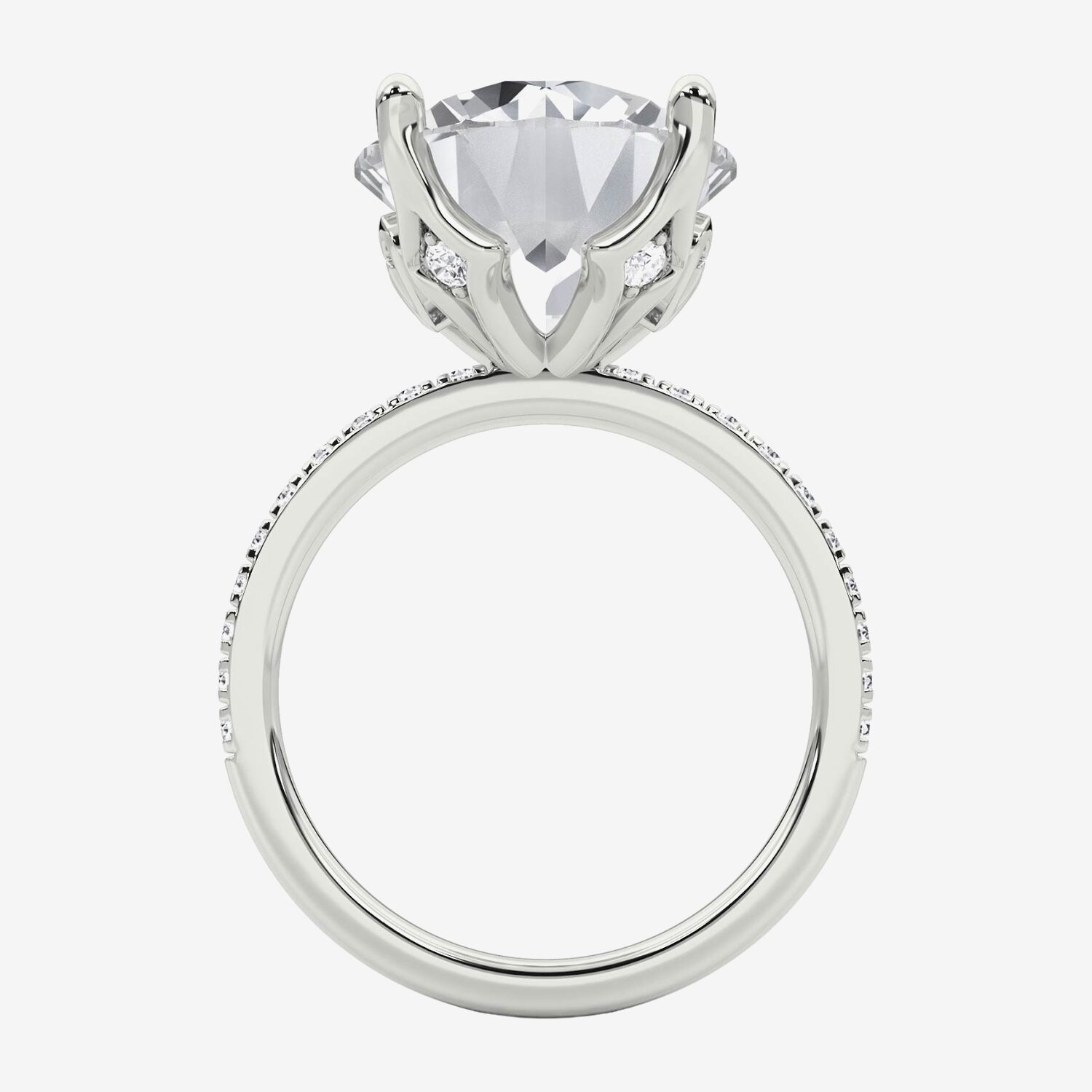 Grown Gorgeous (F / Vs2) Womens 7 Ct.T.W. Lab White Diamond 14K Gold Round Side Stone Engagement Ring