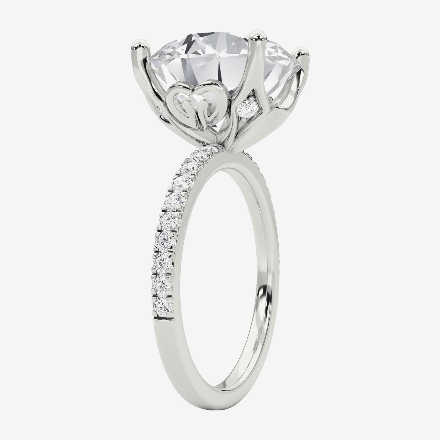 Grown Gorgeous (F / Vs2) Womens 7 Ct.T.W. Lab White Diamond 14K Gold Round Side Stone Engagement Ring