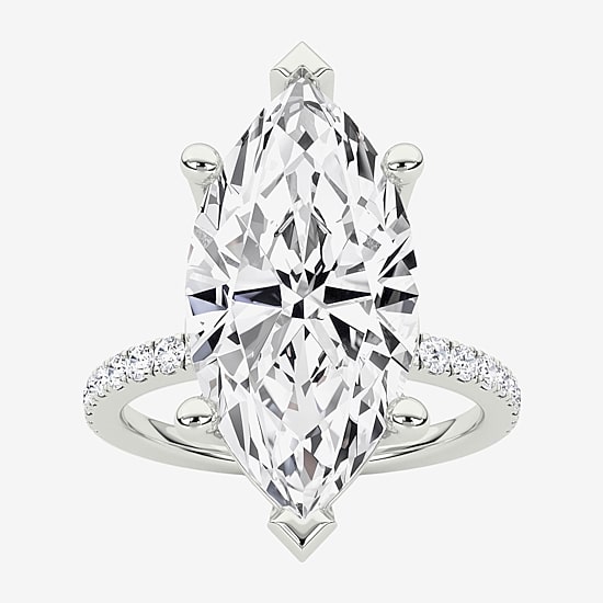 Grown Gorgeous (F / Vs2) Womens 6 CT. T.W. Lab Grown White Diamond 14K Gold Marquise Side Stone Engagement Ring