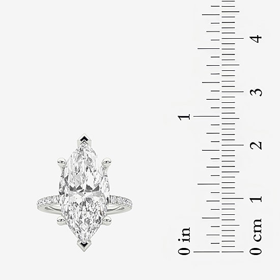 Grown Gorgeous (F / Vs2) Womens 6 CT. T.W. Lab Grown White Diamond 14K Gold Marquise Side Stone Engagement Ring
