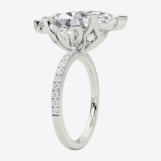 Grown Gorgeous (F / Vs2) Womens 6 CT. T.W. Lab Grown White Diamond 14K Gold Marquise Side Stone Engagement Ring