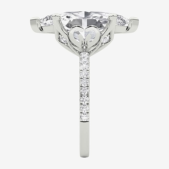Grown Gorgeous (F / Vs2) Womens 6 CT. T.W. Lab Grown White Diamond 14K Gold Marquise Side Stone Engagement Ring
