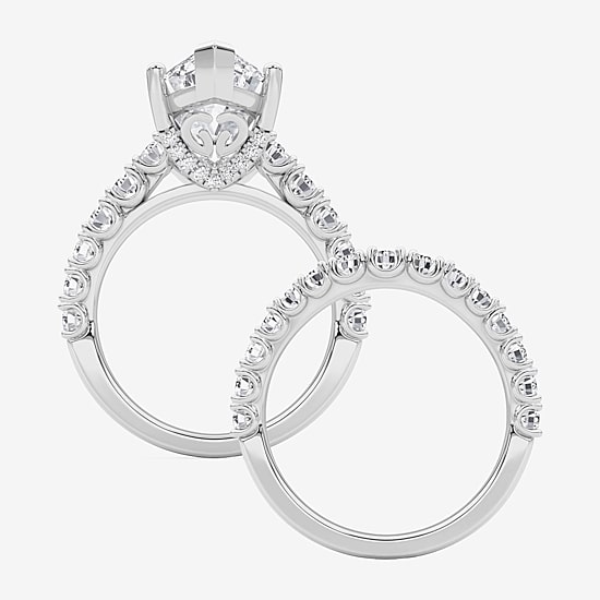 Grown Gorgeous (F / Vs2) Womens 7 1/5 Ct. T.W. Lab Grown White Diamond 14K Gold Marquise Side Stone Bridal Set