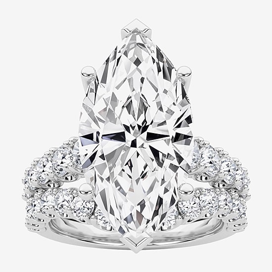 Grown Gorgeous (F / Vs2) Womens 7 1/5 Ct. T.W. Lab Grown White Diamond 14K Gold Marquise Side Stone Bridal Set