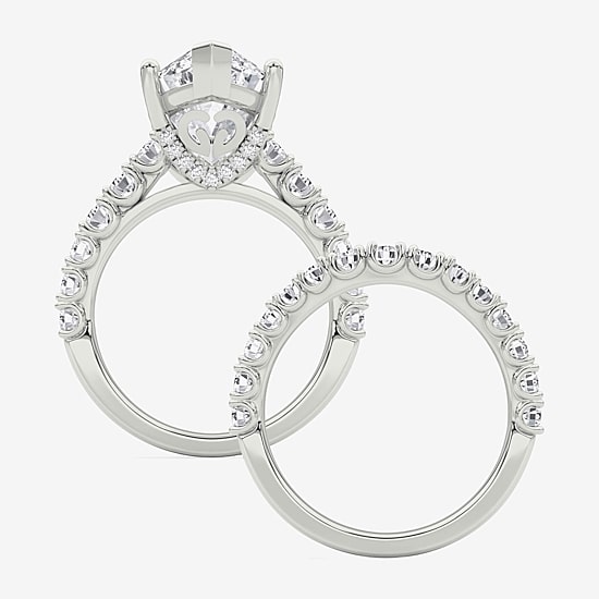 Grown Gorgeous (F / Vs2) Womens 8 1/4 Ct. T.W. Lab Grown White Diamond 14K Gold Marquise Side Stone Bridal Set