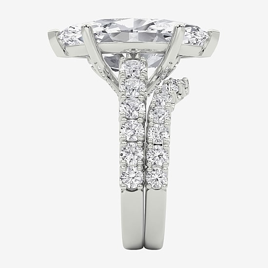 Grown Gorgeous (F / Vs2) Womens 8 1/4 Ct. T.W. Lab Grown White Diamond 14K Gold Marquise Side Stone Bridal Set