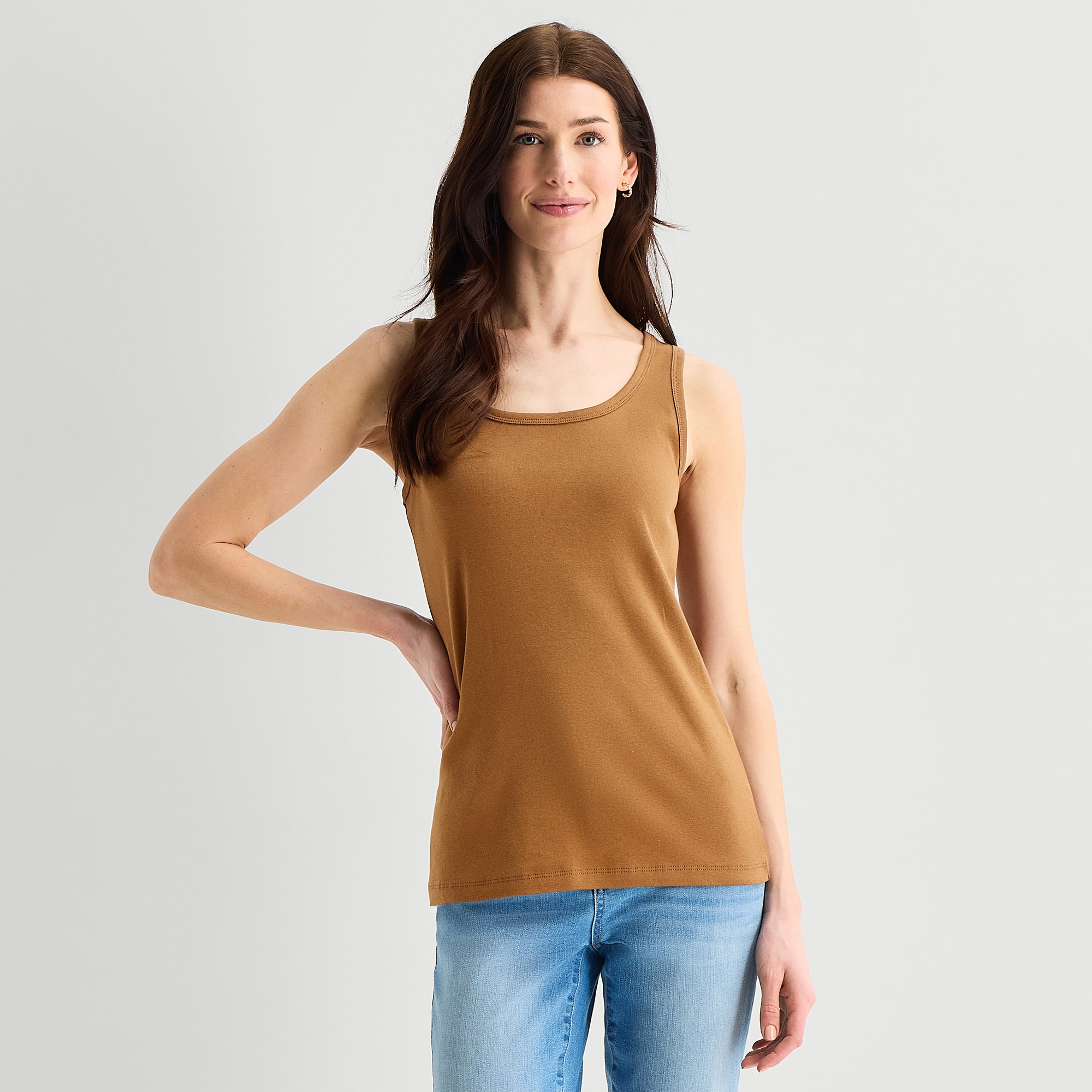 St. John's Bay Womens Scoop Neck Sleeveless Tank Top