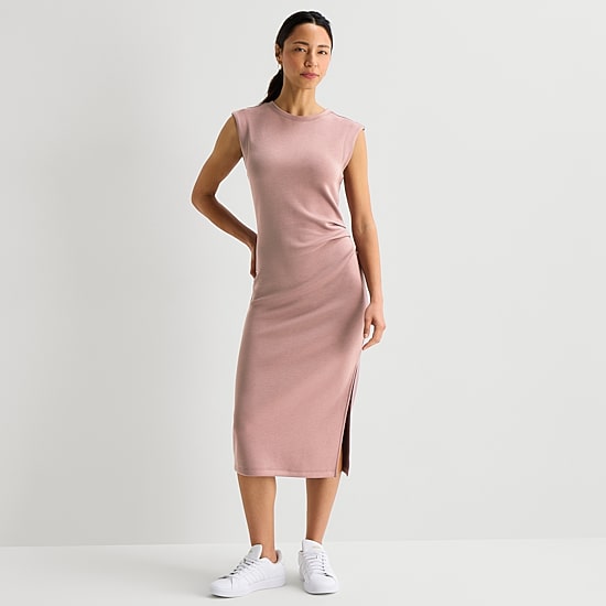 Stylus Womens Crew Neck Sleeveless Sheath Dress
