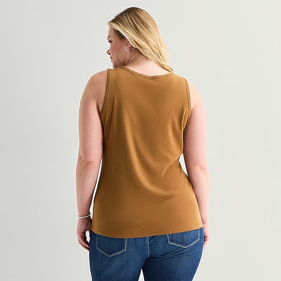 St. John's Bay Womens Plus Scoop Neck Sleeveless Tank Top