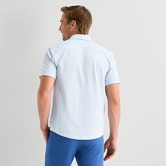 St. John's Bay Performance Knit Mens Short Sleeve Classic Fit Stretch Fabric Button-Down Shirt